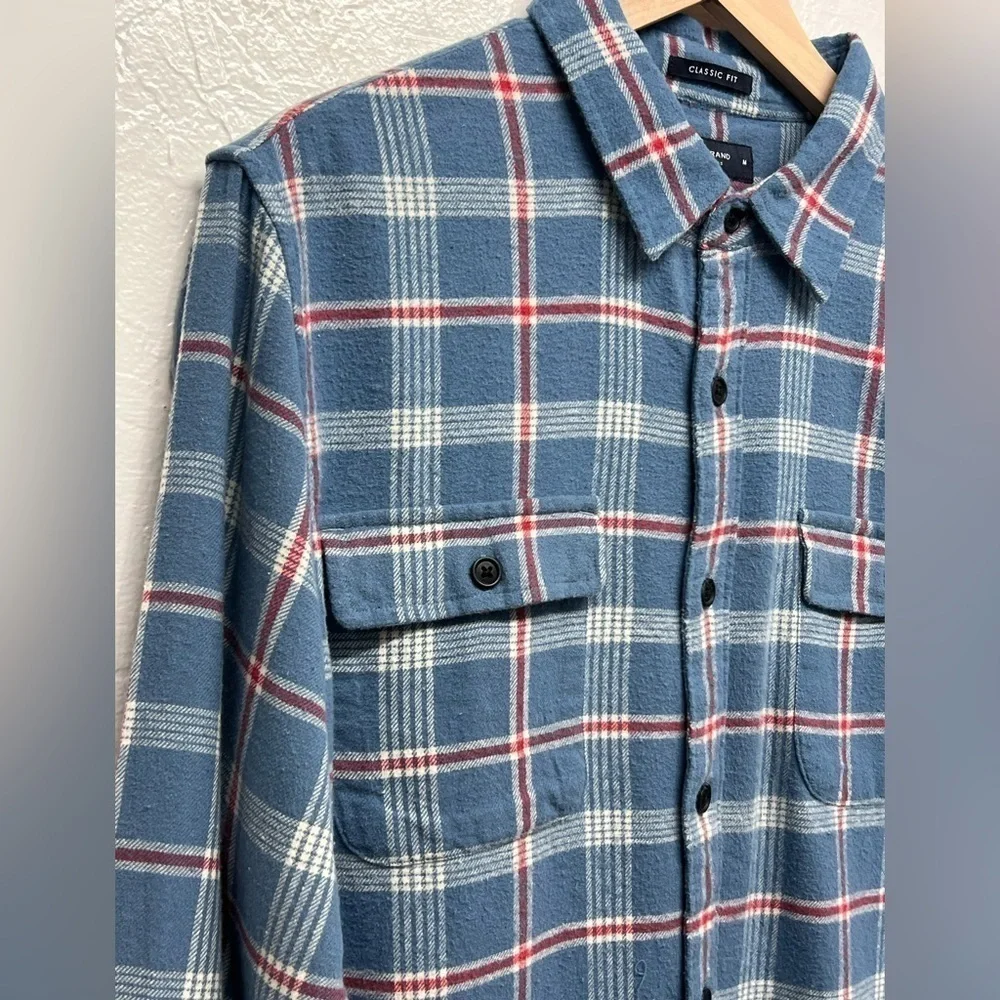 LUCKY Brand - Men's Button-Down Humboldt Woven Long Sleeve Flannel Shirt - Blue